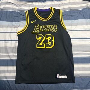 Nike Black and Yellow Lebron James lakers jersey